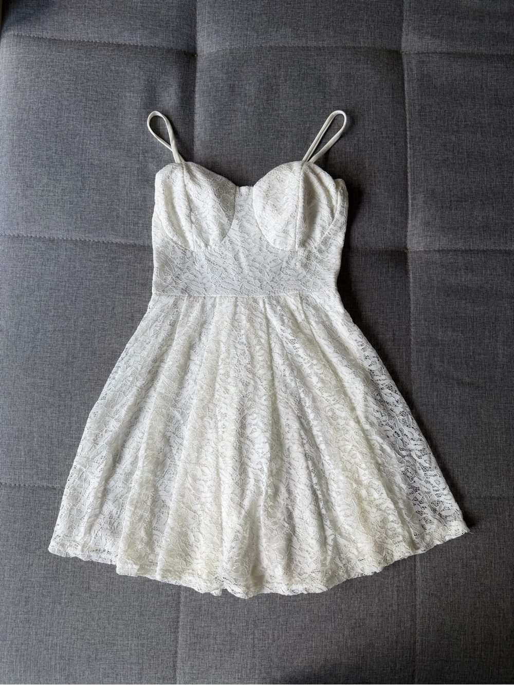 White Lace Spaghetti‑Strap Mini Dress
